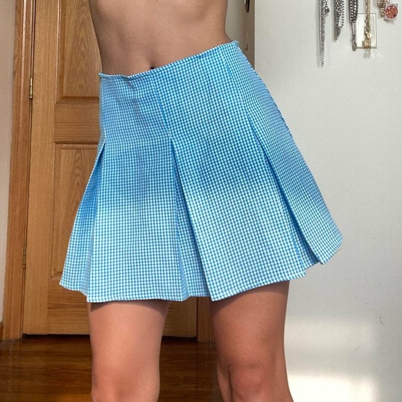 Dresses & Skirts - Blue Gingham Pleated Mini Tennis / Cheer Skirt